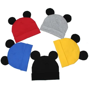 Populiarus vaikų Megztinis skrybėlę Vyrų, Moterų ir Vaikų Mickey SKRYBĖLĘ kūdikių vientisos Spalvos SKRYBĖLĘ Kūdikių Medvilnės Padangų Skrybėlę