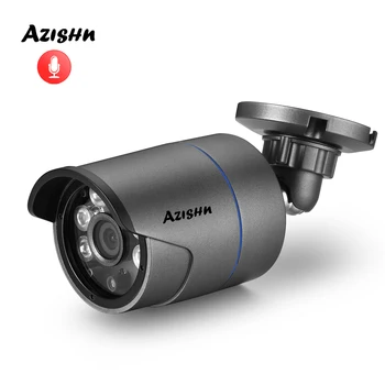AZISHN 4MP POE IP Kulka Kamera Lauko H. 265 Naktinio Matymo CCTV Vaizdo Stebėjimo Judesio Aptikimo Saugumo Kameros el. Pašto Įspėjimus