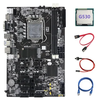 B75 12 PCIE ETH Kasybos Plokštė LGA1155 pagrindinė Plokštė+G530 CPU+SATA Kabelis+RJ45 Tinklo Kabelis+Switch Kabelis