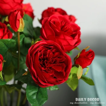 didmeninė 2 vadovai šilko Austin Rožė dirbtinės gėlės netikrą rožių kambarį namo apdaila vestuvių rose 10vnt/daug