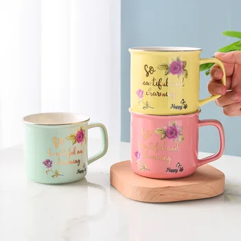 Kūrybos aukso emaliu puodelis,elegantiškas minimalistinio keramikos puodelius, pora kavos puodelio Kavos Puodeliai Pieno Vertus keramikinis Puodelis Drinkware dovana