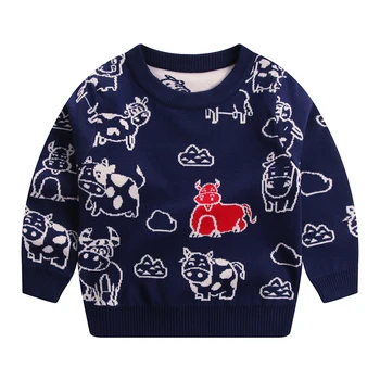 Megztinis Berniukui Žiemos Vaikai Megztinis Megztas Drabužių Viršūnes Rudenį Karvė Gyvūnų Modelio Vaikščioti Kūdikis