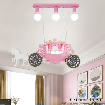 Animacinių filmų kūrybos Rožinė Princesė vežimas liustra Mergaitė Princesė Miegamasis kambarys lempos Europos romantiška led Šviestuvo