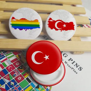 Turkijos Vėliava Žemėlapis Alavo Mygtuką Smeigtukai LGBT Gėjų Vaivorykštės Pasididžiavimas Alavo Mygtuką Ženkliukai