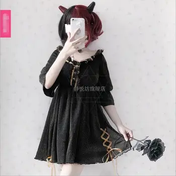 Japonijos Derliaus Gotikos Suknelė Velnias, Ragana Teismas Mori Girl Lolita Dress Helovinas Princesė Suknelės, Šaliai