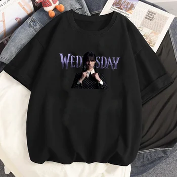 Trečiadienis Addams t-marškinėliai moterims dizaineris juokingas vasaros marškinėliai moteriška manga anime 2000-ųjų drabužiai