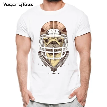 Naujas Mados Prekės ženklo Vyrai T Shirts Amerikos Pug Futbolas Geltona T-Shirt rumunijos Šuniukas Šuo Marškinėlius Azijos dydis