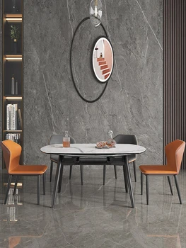 Šviesos roko valgomasis stalas ir kėdės mišinys, Modernus paprastą nedidelio dydžio ištraukiama lyginimo Fiona Fang dvejopos paskirties pietų stalo