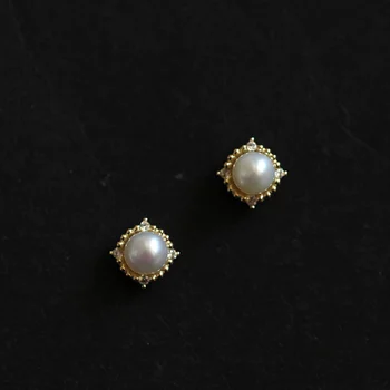 Klasikinis stud auskarai moterims, 925 sidabro, perlo auskaru fine jewelry minilist ausies spenelio auskarų vėrimo priedų mergina moteriško žavesio dovana