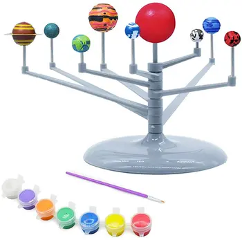 Vaikų Kūrybos Juokinga Populiarus 3D Plastiko Planetų Mokslo Saulės Sistemos Modelį Montavimas Žaislai, Lavinimo Žaislai