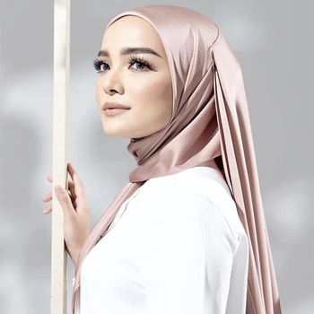 Naujas šviečia kietas silklike ir satins duslintuvo moterų skara paprastas apsiaustas skara jaukus musulmonų arabų hijabs 10vnt/daug greitas pristatymas