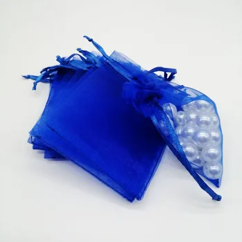 500pcs Organza-Krepšiai Royal Blue Organza Dovanų Maišeliai Papuošalai Pakuotės Ekranas Kalėdų Vestuvių Papuošalai Saugojimo Raišteliu Krepšys