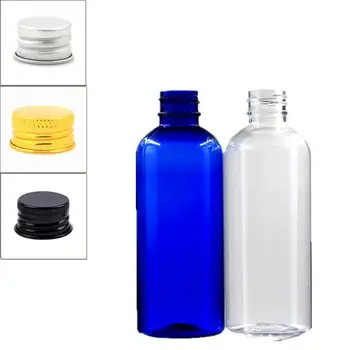 100ml tuščių Plastikinių Butelių, mėlyna/skaidrus PET butelis su aukso/sidabro Iškloti Aliuminio Sidabro Dangteliu X5