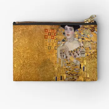 Lady Gold Gustav Klimt Užtrauktukas Maišeliai, Maišelis Monetų Pakavimo Mažų Gryno Kelnaitės Moterims Saugyklos Raktą Kišenėje Vyrų Kojinės Apatinis Trikotažas