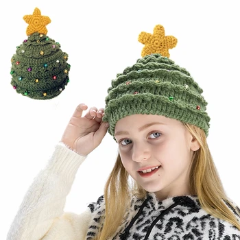Žiemos Kalėdų skrybėlę unisex tėvų-vaikų megzti skrybėlę suaugusių vaikų atostogų šiltas vilnonis skrybėlę nėrimo beanie skrybėlių didmeninės