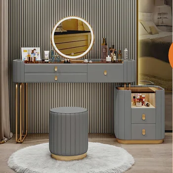 Kosmetinis Stalas Šiuolaikinės Odininkas Lentelė LED Mirros Patogus tualetinis staliukas, Miegamojo Tankis Valdybos Tualetas Saugojimo Toaletka Baldai