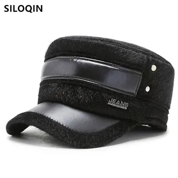 SILOQIN earmuffs skrybėlę vyrams, žiemą šilta kariuomenės Karinių Kepuraitės, vyriški Imitacija audinės kailio butas kepurės reguliuojamas tėtis laisvalaikio prekės ženklai bžūp