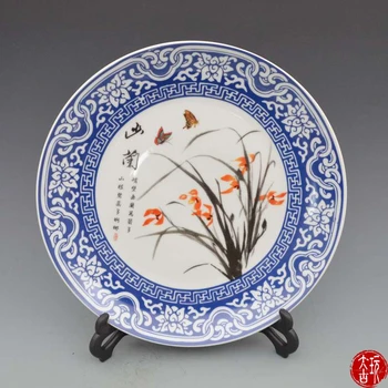 Retas senas Kinų porceliano plokštelės,Pastelė,Drugelis & Orchidėja, Apdaila /Collection/ amatų,Nemokamas pristatymas