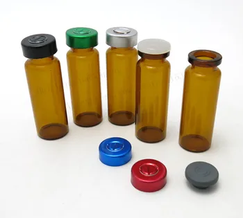 50 X 15ML Gintaro spalvos stiklo buteliukai, buteliai su butilo silikono raudona kolba užkemšama ir flip Metaliniais dangteliais 1oz Stiklo Buteliukai
