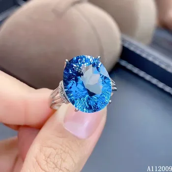 KJJEAXCMY bauda papuošalai 925 sterlingas sidabro inkrustacijos gamtos mėlynas topazas žiedas naujas moterų mados žiedas paramos bandymo karšto pardavimo