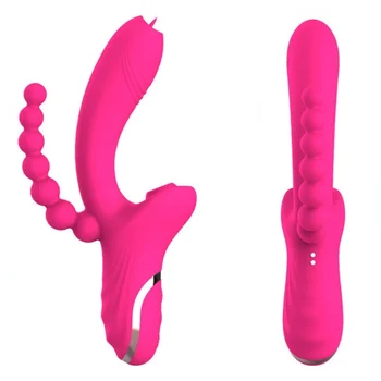 Karšto Pardavimo 3-in-1 Vibratoriai tuo pačiu metu Stimuliuoja G-Spot Klitorio Analinis Elektros Lazdele Kalba Lyžis Čiulpti Sekso Žaislas