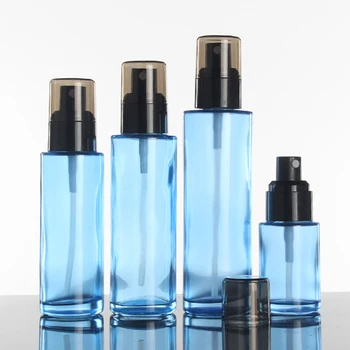 Moterų Kvepalų ar losjonu, kosmetikos pakuotės stiklo butelis rūko purkštuvu 60 ml Mėlyno Stiklo Buteliuose Didmeninės