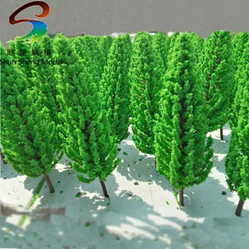 modelis medžiai su žalia lapija, modelis traukinio kraštovaizdžio architektūros modelis butas architektūra