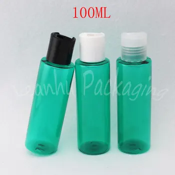 100ML Green Plastikinio Butelio Disko Viršutinio Dangtelio , 100CC Losjonai / Dušo Gelis Pakuotė Butelis , Tuščias Kosmetikos Dėžutę ( 50 VNT/Lot )