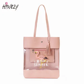 2022 naujas vasaros vieno peties kelionės krepšys flamingo pečių maišą pirkinių krepšys skaidrus odos rankinės moterų maišelį ranka maišo