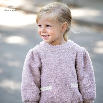 DB18898 dave bella rudenį kūdikių mergaičių mielas kietas megztiniai vaikams viršūnės vaikai mergina mados tees