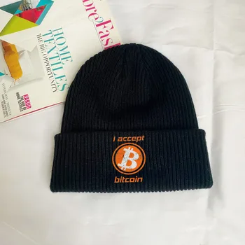 Sutinku Bitcoin Skullies Kepuraitė Kriptografijos Žiemą Šilta Megzta Variklio Dangčio Unisex Kepurės Paaugliams Brimless Elastinga Skrybėlės