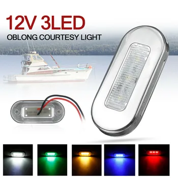 2VNT 12V LED Šoniniai Gabaritiniai Žibintai Mandagumo Įspėjimo Uodegos Šviesos Jachta Jūrų Laivu Salono Denio Sunkvežimis Balta/Raudona/Gintarinė/Mėlyna/Žalia 3 LED