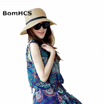 BomHCS Moterų Vasaros Saulės Skrybėlę Paplūdimio Šiaudų Skrybėlę Kibirą skrybėlės 17F-39MZ4