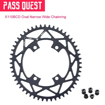 kelių dviratį Ovalo disko 42T/44T/46T/48T/50T/52Tchainwheel Aliuminio lydinio chainwheel priedai ir Teigiamas, ir neigiamas dantys