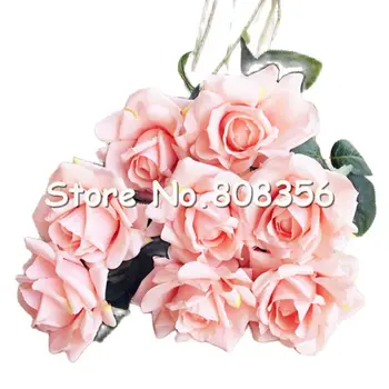 Vonnel Persikų Lavina Rožių Gėlių Imituojamas Netikrą Dramblio kaulo/Rausva Vieną Kamienines Rožes Vestuves Dirbtinis Dekoratyvinės Gėlės