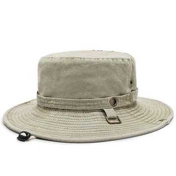 Nauja Vasaros Vyrų Panama Kibirą Kepurės su Vėjo Virvę galima Skalbti Didelio krašto Paplūdimio Skrybėlę Vyrų Butas Dangtelis, Sulankstomas Laipiojimo Kelionės Skrybėlę