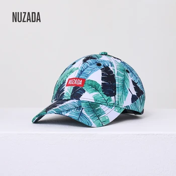 NUZADA Vyrų Kepurę Žalia Lapų Spausdinimo Beisbolo kepuraitę Snapback Skrybėlę Vasarą, Hip-Hop Įrengtas Bžūp Kepurės Vyrams, Moterims, Aukso spalvos Sagtis Kepurės