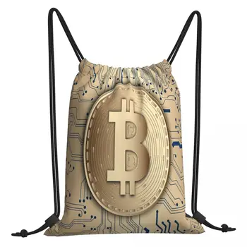 Bitcoin Skaitmeninis Raišteliu Krepšiai Pirkinių Unisex Vandeniui Saugojimo Organizuoti Pluoštas Kišenėje Virvė, Maišas