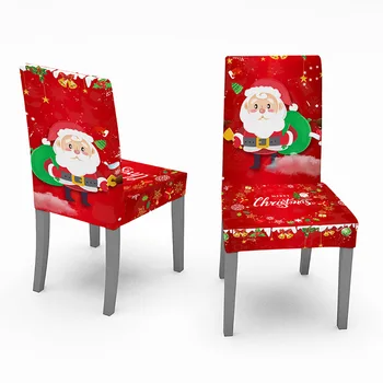 Naujas Kalėdų Kėdžių Dangose Santa Spausdinti Elastinga Ruožas, Valgomojo Kėdės, Kėdės Slipcover Virtuvės Sėdynės Padengti Namų Dekoro