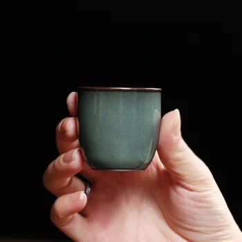 Kinijos Kung Fu Teacup 1PC Butas Taurės 1.3 oz Keraminiai Puodeliai Arbatos Rankų darbo Celadons Porceliano Drinkware Geležies Glazūra