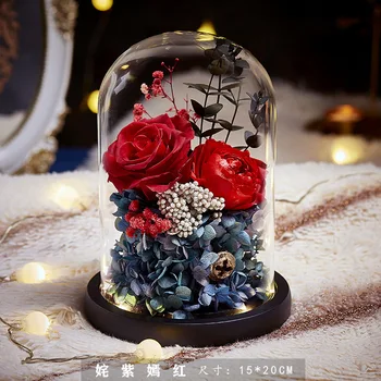 Gražus ir Žvėrys Gamtos Nekilnojamojo Gėlių Eternal Rose Stiklo Kupolas Puošimas, Vestuvių Valentino Dienos, Kalėdų, Naujųjų Metų Dovana