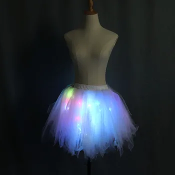 Galima Seksualios Merginos lemputės LED Tutu Etape Šokių Tutu Trumpas Mini Sijonas Dancewear Vakaras