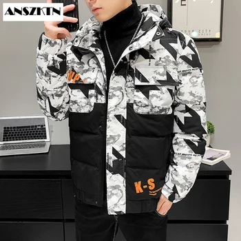 2020 naujas vyrų žiemos paltai medvilnės stora šilta striukė korėjos vyriški ilgomis Rankovėmis jacketComfortable Vyrų Outwear medvilnės-paminkštintas kailis