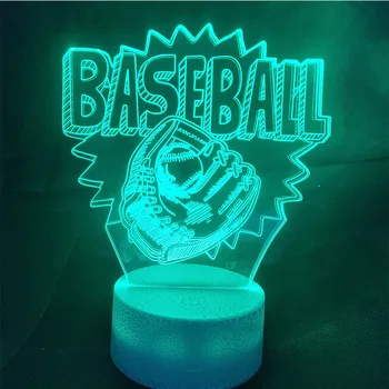 beisbolo 3D Stalo Lempa Akrilo LED Nakties Šviesos Touch 7 Spalva Keičiasi Šalies Dekoratyvinės Šviesos vaikai dovana