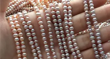 Originali AAA Gamtos Perlas 6x7mm ryškiai raudonos gėlavandenių perlų prarasti karoliukai 