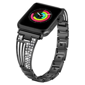 Bauda Tuščiaviduriai iš Deimantų Mados Diržu, Apple Watch Band Serijos SE/6/5/4/3/2 Plieno Papuošalai Apyrankė iWatch 44/40/38/42MM