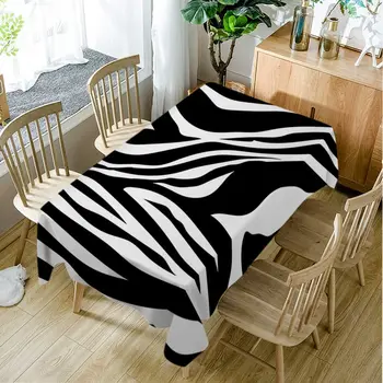 Zebra Stripes Juoda Ir Balta Spausdinimo Gyvūnų Modelio Odos Abstraktaus Meno Stačiakampio Staltiesė