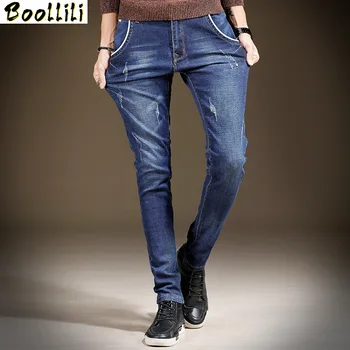 Skinny Jeans Mens 2023 Naujas Klasikinis Kietas Atsitiktinis Dizainerio Tiesiai Tamsiai Mėlynos Ir Mėlyna Ruožas Džinsinio Audinio Pieštuku Trouers