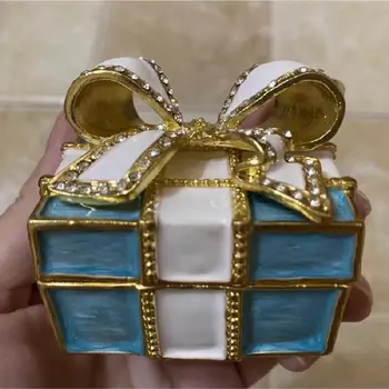 Bowknot Pakabukas Dėžės Dangtis Cirkonio Unikalių Dekoratyvinių Emalio Papuošalų Dėžutė Mergaitė Princesė Dovana