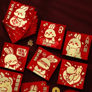 6Pcs Kinų Festivalyje Santuokos Naujųjų Metų Red Paketinių Kinijos Sėkmės Pinigų Kišenėje Hong Bao Lankstymo Karšto Aukso Raudona Paketas Piniginės Krepšys